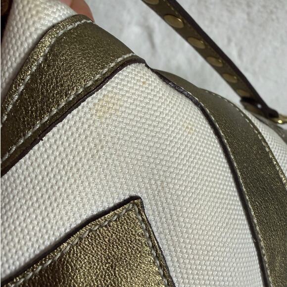 Vintage Coach y2k Rare Pouchette Metallic Bronze Zebra Top Handle Studded Bag - Picture 7 of 9